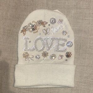 Embellished Cream Beanie